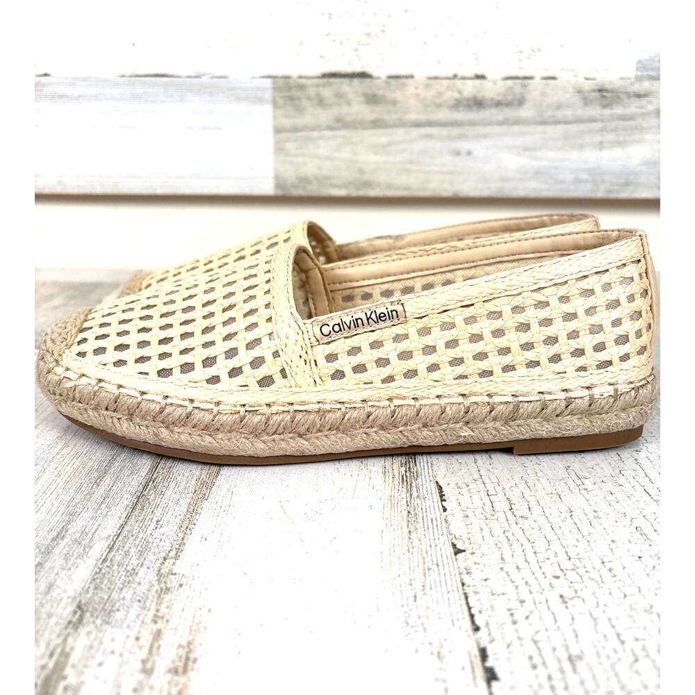 Calvin Klein Presley Woven Slip On Espadrille Loafers Womens 7 Cream NEW